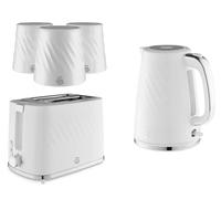Swan Windsor White Kettle Toaster Canisters Matching Kitchen Bundle Set