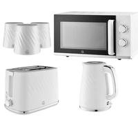 Swan Windsor White Kettle Toaster Microwave Canisters Matching Kitchen Bundle