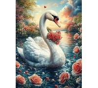 Swan with A Rose in A Lotus Pond 500 Piece Jigsaw Puzzle for Adults Science Fiction Magical Dream Jigsaw Weekend Parent Activity After Work Stress Relief Vibrant Artwork Home Wall 500