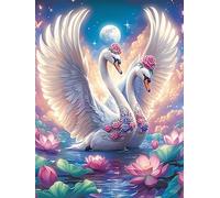 Swan with Angel Wings Under The Moon 500 Piece Pack Classic Jigsaw Puzzle Wildlife Pet Couple Puzzle Partners Ultra Difficult Wall Decor Easter New Year Eco Friendly Cardboard 500 PCS