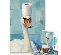 Swan with Toilet Paper Hat Jigsaw Puzzles for Adults1000 Pieces Boost Memory Soothing Fun Premium Cut Thoughtful Gift (38x26cm)