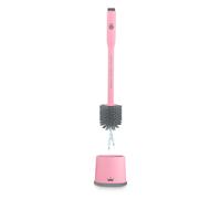Swan x Lynsey Queen of Clean Dispensing Toilet Brush with Refillable Cleaning Solution Dispenser, Anti-Clog/Anti-Drip Silicone Bristles, Pink