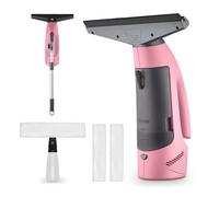 Swan x Lynsey SC59010QOC Rechargeable Cordless Window Vacuum Cleaner with Extension Pole, 35 Mins Runtime, Includes Spray Bottle with Cloth Holder / 2x Washable Microfiber Cloth, Pink