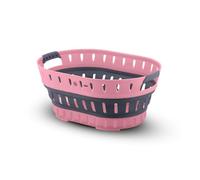 Swan x Lynsey Oval Collapsible Laundry Basket, 60 Litre, Pink and Grey SWLC9002QOCN