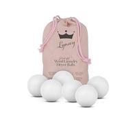 Swan x Lynsey Queen of Clean 6 Natural Wool Dryer Balls in a Drawstring Bag, 100% Natural, Made from Hypoallergenic Humanely Sheared Sheep’s Wool, Long-Lasting