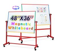 SWANCROWN Double-Sided Whiteboard with Stand 120x90cm, Large White Board Magnetic Classroom Easel for Office School Home, Height Adjustable