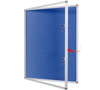 SWANCROWN Lockable Notice Board 1200x900mm, Tamperproof Display Pin Board with 2 Locks for Office Commerce School Home, Blue Felt