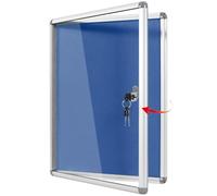SWANCROWN Lockable Notice Board 360x270mm, Tamperproof Display Board, 1xA4 | Blue Felt, Security Lock, Shatter Resistant, Aluminium Frame, Wall-mounted, Pin Board for Bedrooms, Home, Office, School