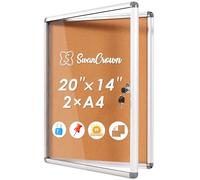 SWANCROWN Lockable Notice Board 490x360mm, Cork Boards for Walls, 2xA4
