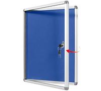 SWANCROWN Lockable Notice Board 490x360mm, Tamperproof Display Pin Board for Office Commerce School Home, Blue Felt (PIN 2xA4)