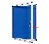 SWANCROWN Lockable Notice Board 670x500mm, Tamperproof Display Pin Board for Office Commerce School Home, Blue Felt (PIN 4xA4)