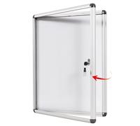 SWANCROWN Lockable Notice Board 670x500mm, White Bulletin Board, 4xA4