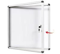 SWANCROWN Lockable Notice Board 670x720mm, Big Magnetic White Board, 6xA4