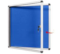 Swansea Lockable Notice Board 670x720mm, Tamperproof Pin Display Board for Poster Message Memo, Blue Felt(PIN 6xA4)