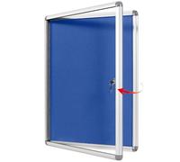 SWANCROWN Lockable Notice Board 900x600mm, Tamper Proof Pinboard, Blue Felt