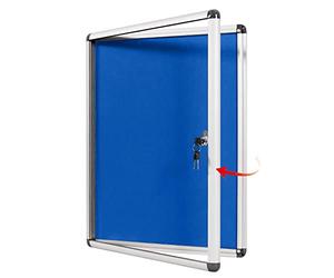 SWANCROWN Lockable Notice Board 980x720mm, Tamperproof Felt Pin Board, 9xA4