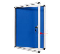 SWANCROWN Lockable Notice Board 980x720mm, Tamperproof Felt Pin Board, 9xA4 | Blue Felt, Lockable, Shatter Resistant, Aluminium Frame, Wall Mount, Pin Boards for Offices, Home, School, Commerce Community