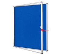 SWANCROWN Lockable Notice Board 980x980mm, Tamperproof Display Pin Board for Office Commerce School Home, Blue Felt (PIN 12xA4)