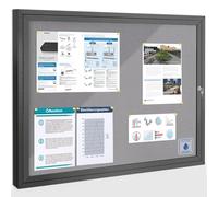 SWANCROWN Outdoor Lockable Notice Board 95x71cm, Grey Felt Display Board