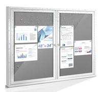 SWANCROWN Outdoor Lockable Notice Board Weatherproof 120x90cm, 2 Doors
