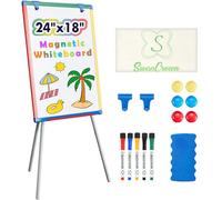 SWANCROWN Portable Whiteboard with Stand 60x45cm, Teaching Easel for Classroom Home School, Colorful Aluminum Frame, Foldable&Height Adjustable
