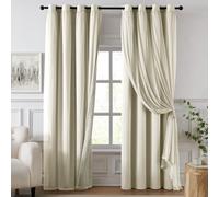 Swandream 100% Blackout Curtains for Bedroom, Double Layer Beige 84" L | Total Black Out Curtains, Thermal Insulated, Light Blocking, Room Darkening, Window Drapes, Décor, 52"W x 84"L, 2 Panels