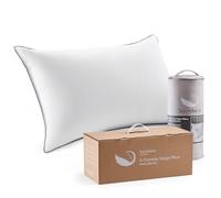 Swandream Luxury Hotel Collection Bed Pillows, 3-Chamber with Goose Feather and Down Fiber, Fluffy Plush for Side, Back & Stomach Sleepers, Standard Size Single Pack