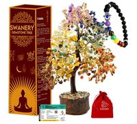 Swanery Seven Chakra Healing Crystal Tree of Life and Bracelet Unique Gift for Women and Mom, Handmade Crystal Tree for Good Luck, Positive Energy, Money, Reiki Healing, Home and Office Décor