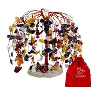 Swanery Seven Chakra Healing Crystal Tree of Life Unique Gift for Women and Mom, Handmade Crystal Tree for Good Luck, Positive Energy, Money, Reiki Healing, Home and Office Décor