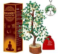 Swanery Seven Chakra Healing Crystal Tree of Life Unique Gift for Women and Mom, Handmade Crystal Tree for Good Luck, Positive Energy, Money, Reiki Healing, Home and Office Décor