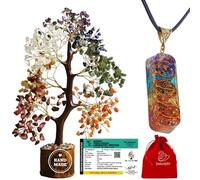 Swanery Seven Chakra Healing Crystal Tree of Life with pendan Unique Gift for Women and Mom, Handmade Crystal Tree for Good Luck, Positive Energy, Money, Reiki Healing, Home and Office Décor