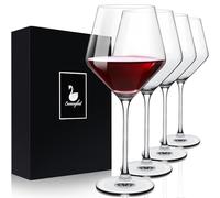 Swanfort Red Wine Glasses Set of 4, 460m Long Stem Wine Glasses in Gift Box, Perfect for Weddings, Anniversaries, Birthdays, Home (Classic)