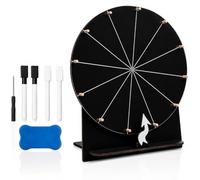 SWANGSA 11.4 Inch Spinning Wheel with Stand, Wooden Tabletop Prize Spinner, Erasable Raffle Roulette Spin the Wheel for Wedding Home Bachelor Parties Halloween Carnival - Black