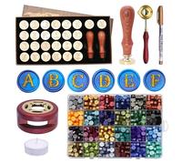 SWANGSA Initial Alphabet A-Z Wax Seal Stamp Kit, Elegant Botanical Flower Floral 26 Letter Sealing Stamp With 624pcs Beads, Warmer, and Pen