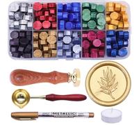 SWANGSA Wax Seal Kit, Olive Branch Wax Seal Stamp with 200pcs Sealing Wax Beads, Great for Embellishment of Wedding Invitations, Wine Packages, Gift Wraps