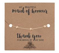Swanky Crafts Bridesmaid thank you gifts, bridesmaid gift with Message, Adjustable Gold Star bridesmaid Bracelet, and Gift Wrap.