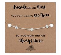 Swanky Crafts Friends are like stars - Best Friend Birthday Gifts for Women, Silver Star Bracelet with Card