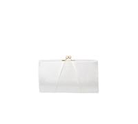 Swanky Swans Womens Mira Satin Classic Frame Bag Clutch Beige (Ivory) ,5.1x12x20.8 cm (W x H x L)