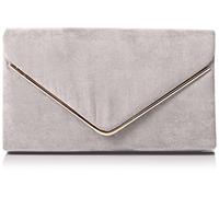 Swanky Swans Women's Oscar Envelope Suede Velvet Party Prom Clutch Bag Clutch Grey (Grey) ,4x12x22 cm (W x H x L)