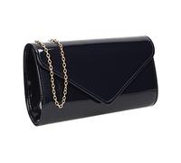 SwankySwans Alisa Patent Party Prom Evening Clutch Bag (Navy)