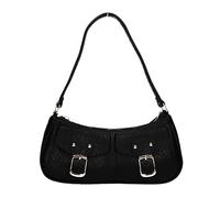 SwankySwans Ami Double Pocket Retro Hobo Shoulder Bag Crescent Bag, Black