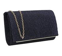 SwankySwans Amy Womens Sparkly Shiny Party Prom Wedding Evening Clutch Bag Purse (Navy)