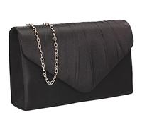 SwankySwans Chantel Womens Satin Party Prom Wedding Evening Clutch Bag Purse Black