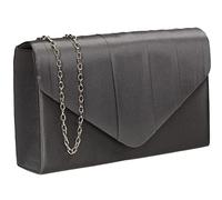 SwankySwans Chantel Womens Satin Party Prom Wedding Evening Clutch Bag Purse Charcoal