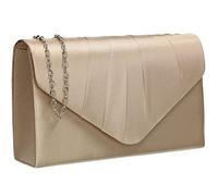 SwankySwans Chantel Womens Satin Party Prom Wedding Evening Clutch Bag Purse Gold