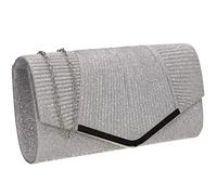 SwankySwans Emma Womens Sparkly Shiny Party Prom Wedding Evening Clutch Bag Purse (Silver)