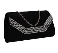 SwankySwans Harper Diamante Faux Suede Womens Ladies Clutch Bag Black