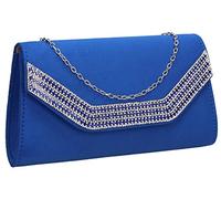 SwankySwans Harper Diamante Faux Suede Womens Ladies Clutch Bag Royal Blue