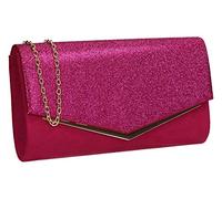 SwankySwans Janey Shiny Envelope Clutch Bag (Fuchsia)