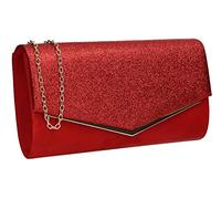 SwankySwans Janey Shiny Envelope Clutch Bag (Red)